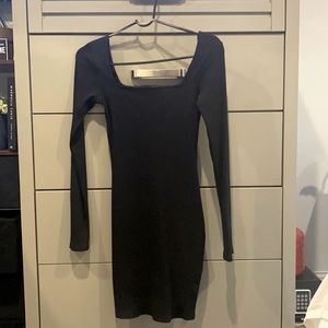 Long sleeve tight black dress